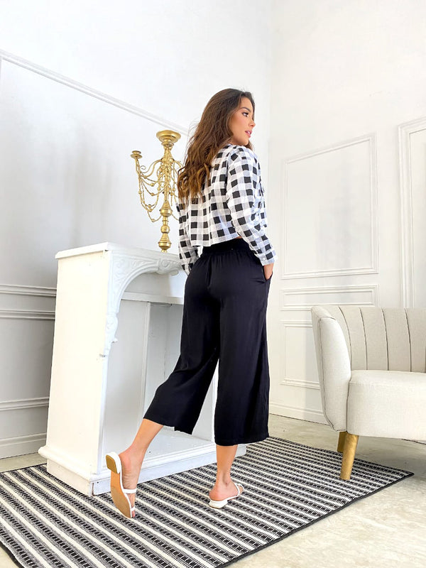 Evolet Comfy Wide Leg Drawstring Crop Pants