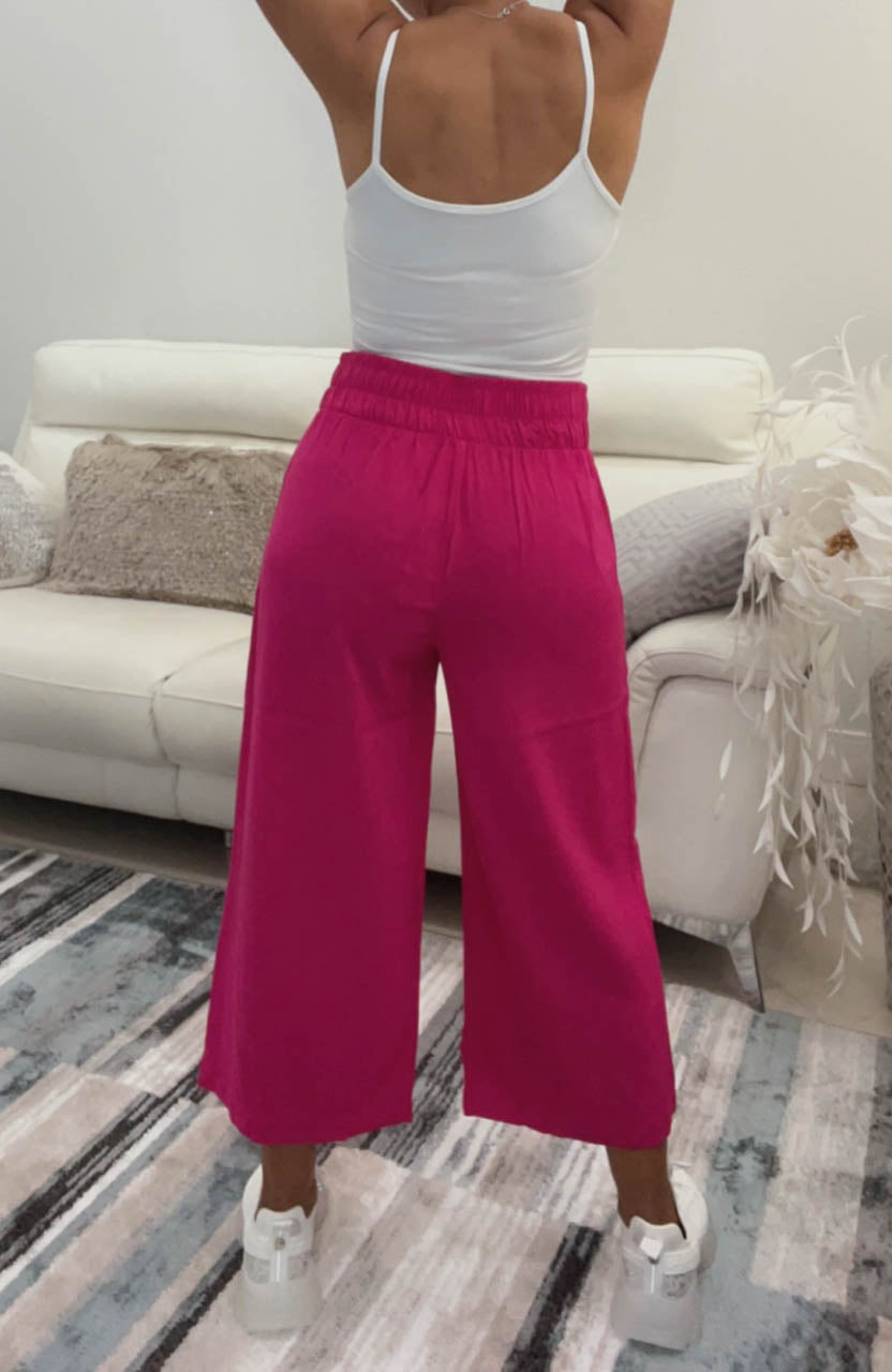 Evolet Comfy Wide Leg Drawstring Crop Pants