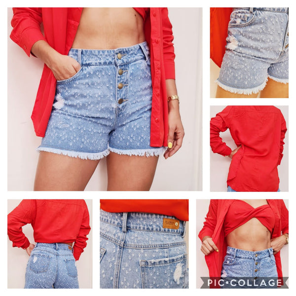 Evolet Denim Ripped Shorts