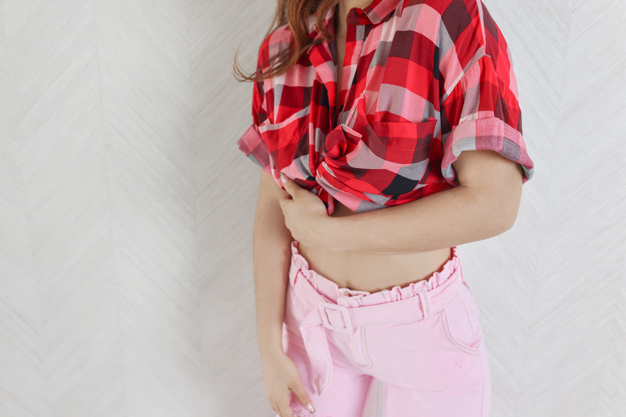 Evolet Gingham Crop Shirt