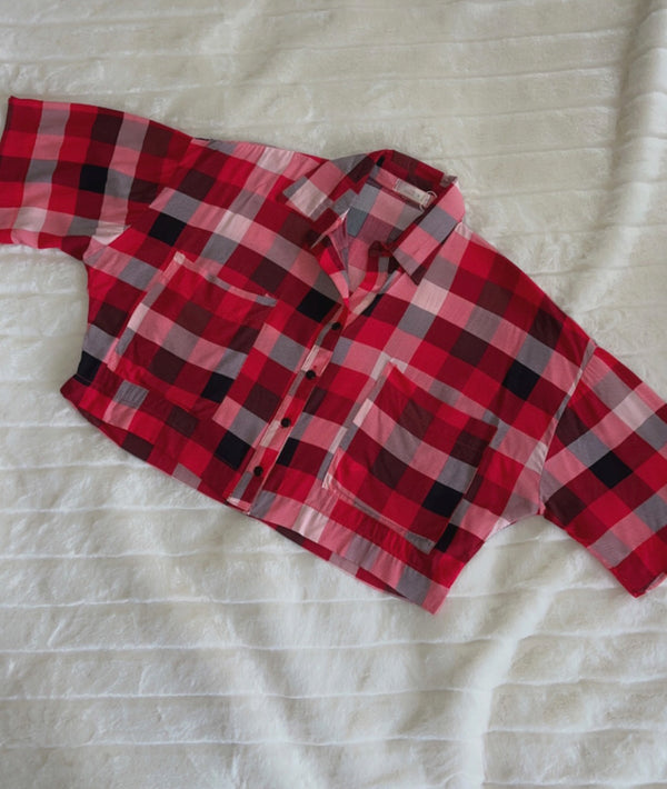 Evolet Gingham Crop Shirt