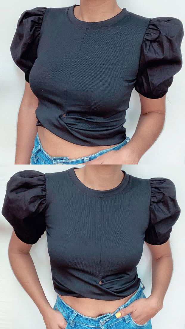 Evolet Crop Top Puff Sleeves