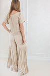 Evolet Comfy Crop Top and Tiered Pants Set