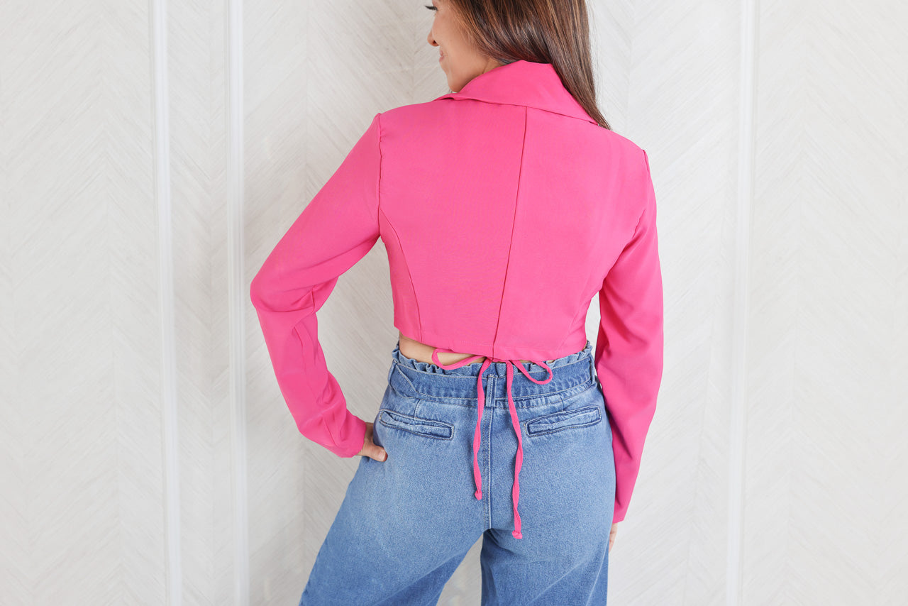 Evolet Sassy Knot Front Cropped Blazer