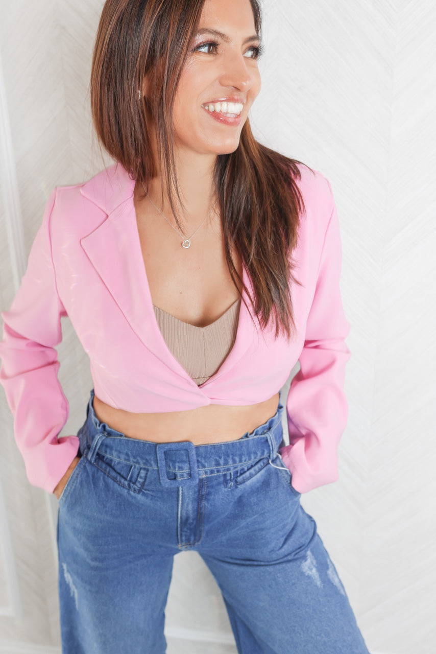 Evolet Sassy Knot Front Cropped Blazer