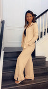 Evolet Casual Wide Leg Pants And Jacket Set