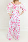 Evolet Exotic Crop Top and Wide Pants Set