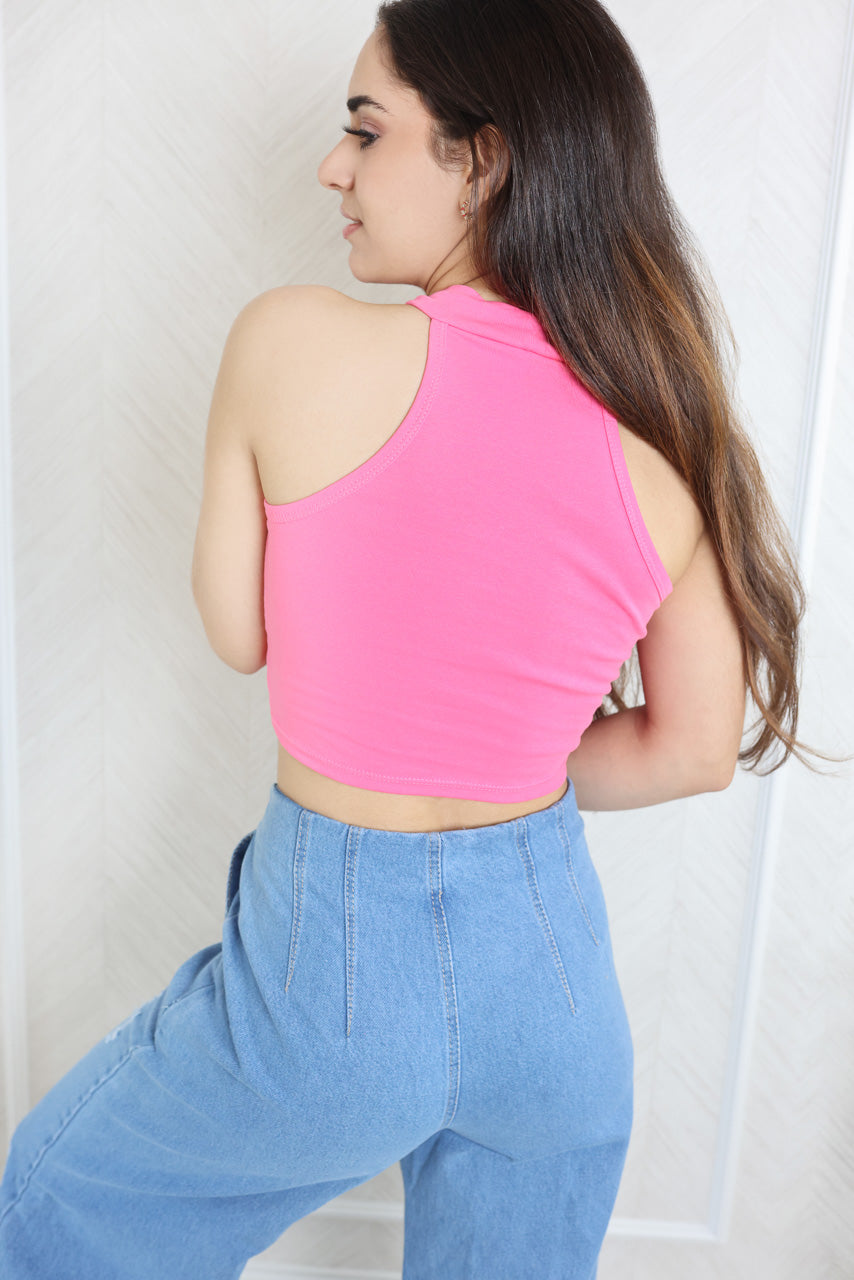 Evolet Sexy Sleeveless Key Hole Crop Top