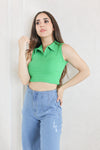 Evolet Classic Collar Neck Crop Top