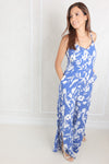 Evolet Floral Style Wide Jumpsuit With Pockets