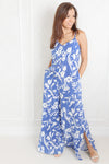 Evolet Floral Style Wide Jumpsuit With Pockets