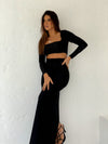 Evolet Sexy Open Front Back Slit Maxi Skirt and Top Set